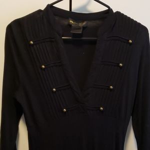 Military-style black cotton dress